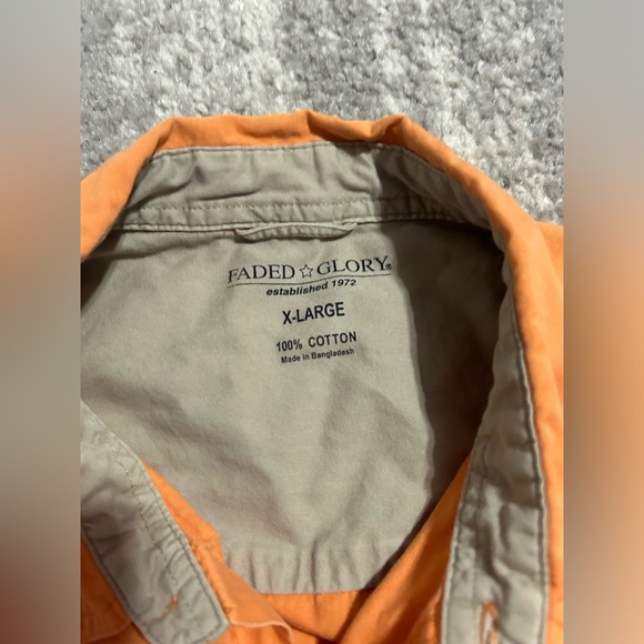 Mens Noah's Ark Embroidered Button Up Shirt Sz XL Orange Cotton Church Pastor - Picture 5 of 7